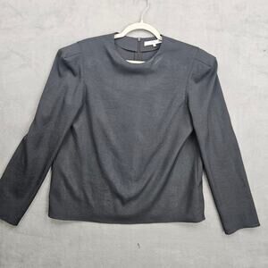 Tibi Structured Gray Blouse Top Back Zip Minimalist Size 6
